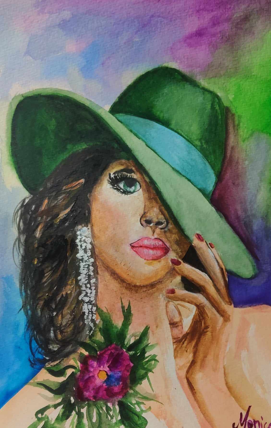 Doamna cu palarie verde