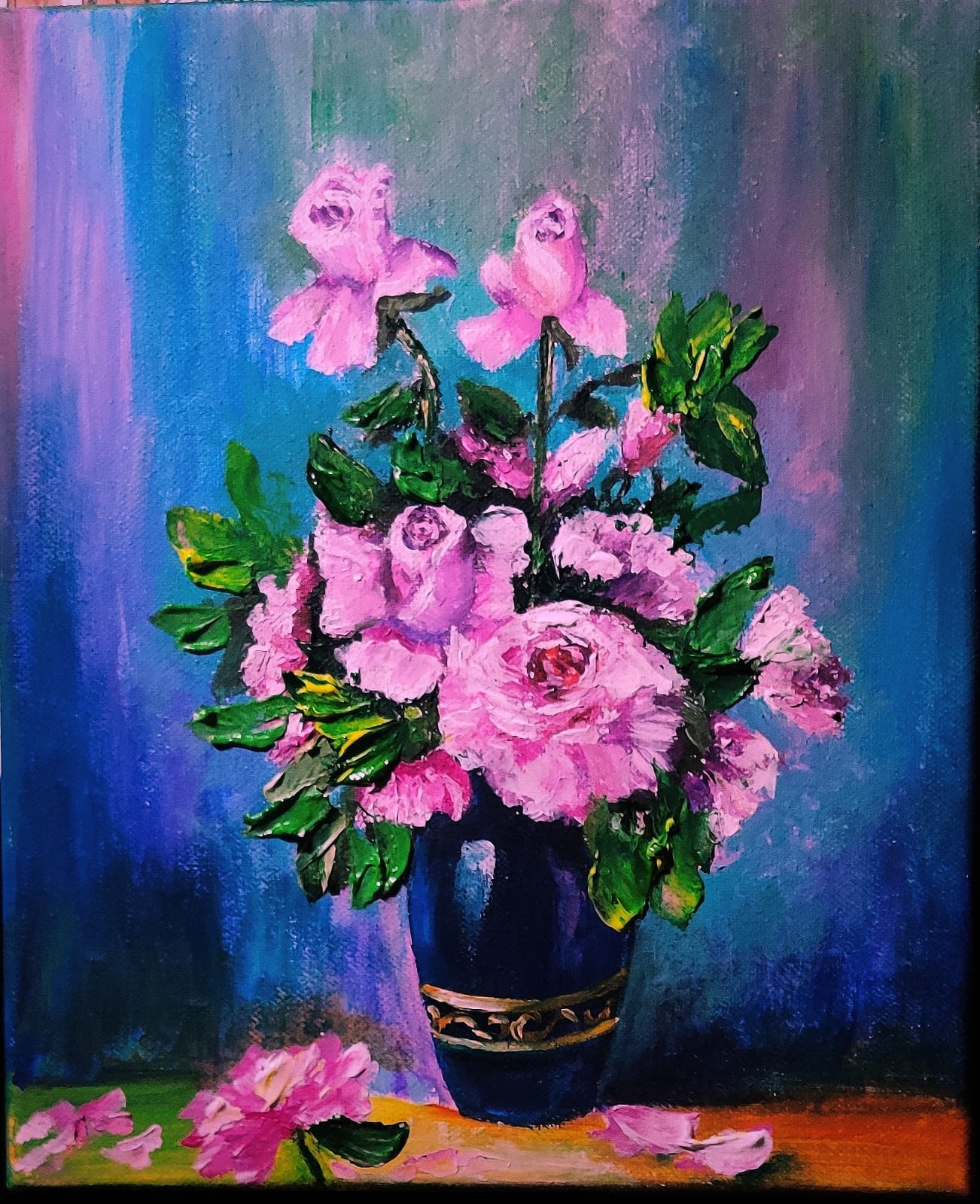 Roze in vaza