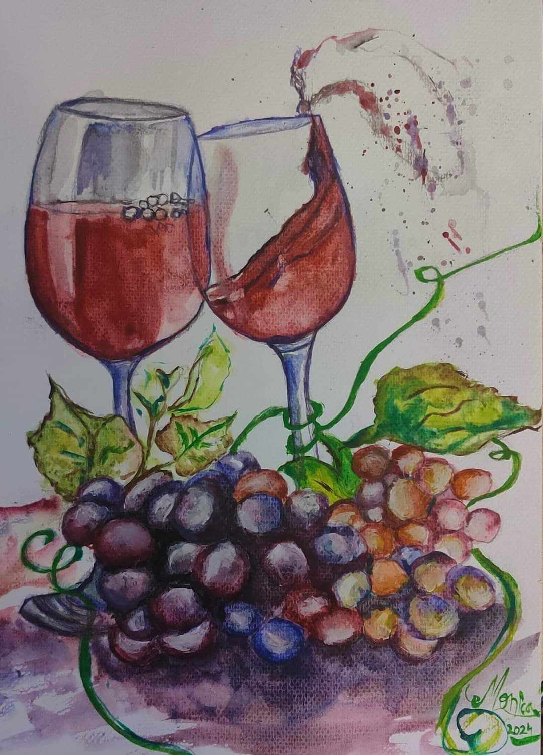 Pahare cu vin si struguri